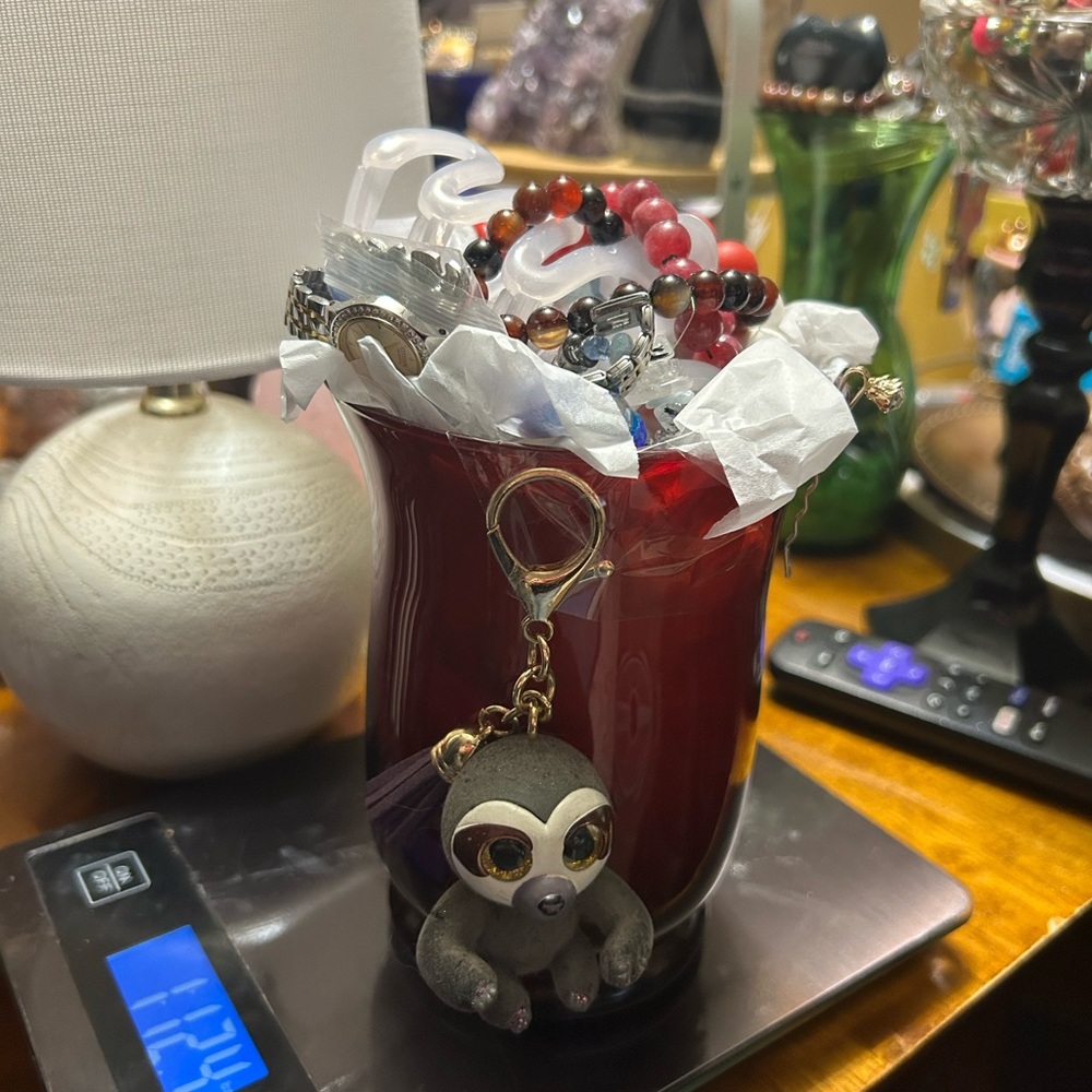 Mystery jewelry jar with Sloth Keychain real crystal Bracelets
